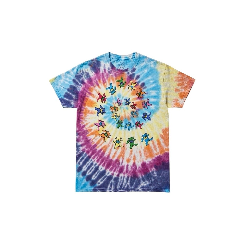 Grateful Dead Classic Dancing Bears Spiral Band Tee Tie Dye T-shirt Size Small